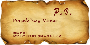 Porpáczy Vince névjegykártya