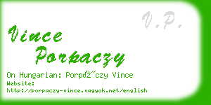 vince porpaczy business card